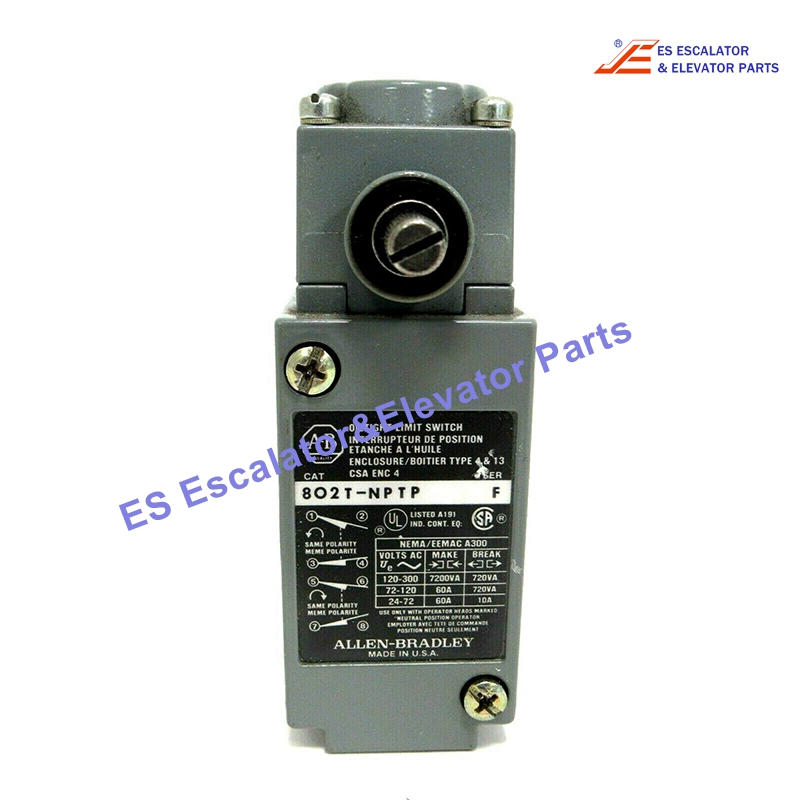 802T-NPTP Elevator Limit Switch NEMA Type 4 and 13 Oiltight Construction, Plug-In Lever Type Spring Return Neutral Position 4-Circuit Use For Allen-Bradley