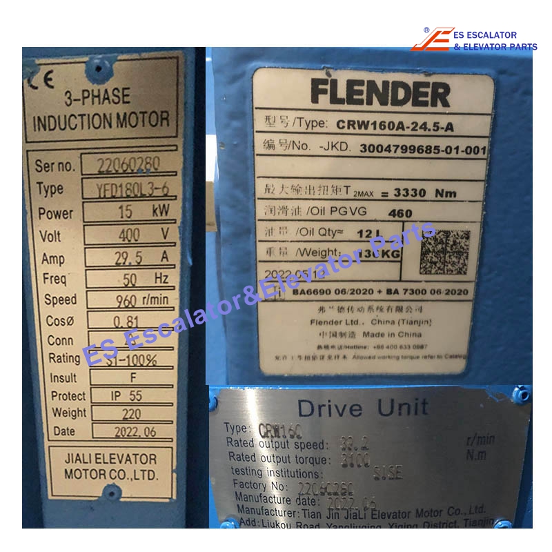 YFD180M-6 Escalator Machine Motor Power:15KW Volt:400V Amp:29.5A Speed:960R/Min Use For Anlev