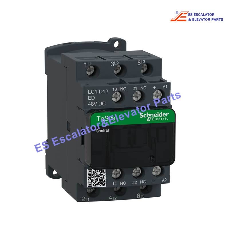 LC1D12ED Elevator Auxiliary Contact TeSys Deca, 3P(3 NO), AC-3/AC-3e, <= 440V, 12A, 48V DC Coil Use For Schneider